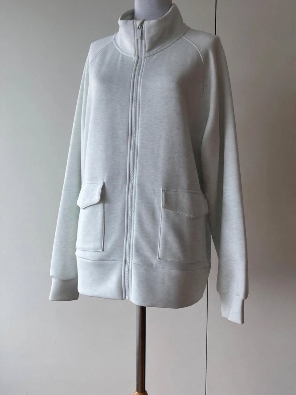 MONDETTA Active Light Heather Grey Zip Up Mock Neck Jacket XL